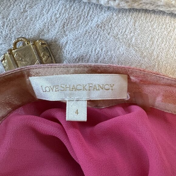 LoveShackFancy Pink Striped Flowy Tiered Maxi Midi Skirt Size 4 - Picture 5 of 7